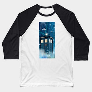 Underwater Blue Police Phone Box Baseball T-Shirt